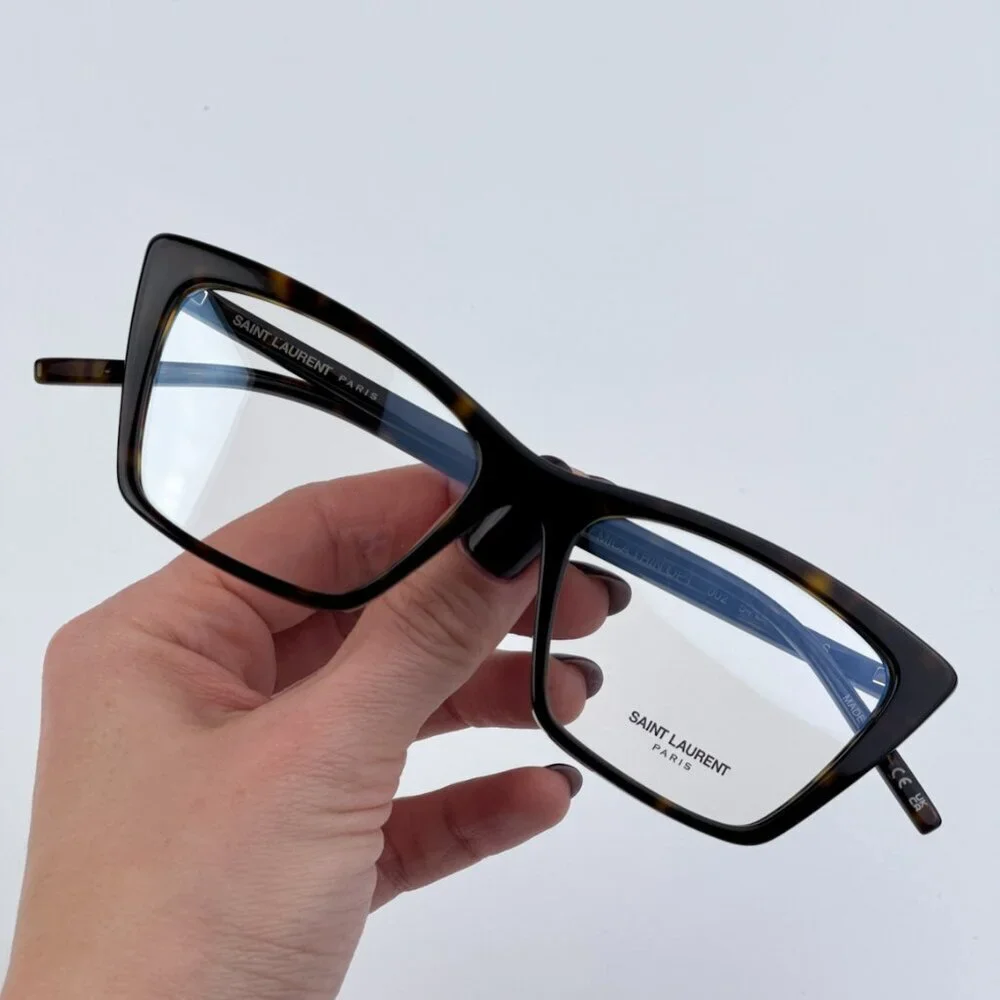 Saint Laurent SL737 MICA THIN OPT 002 BRAND NEW Eyeglasses Dark Havana Cat Eye U